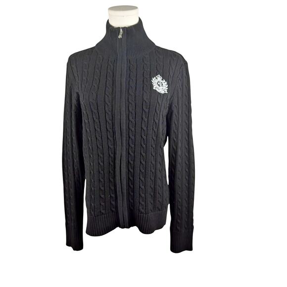 Ralph Lauren Black Cable Knit Cardigan - Picture 2 of 9